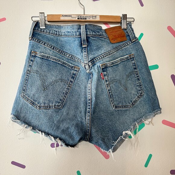 Levi’s Distressed Blue Denim Shorts - Picture 2 of 2